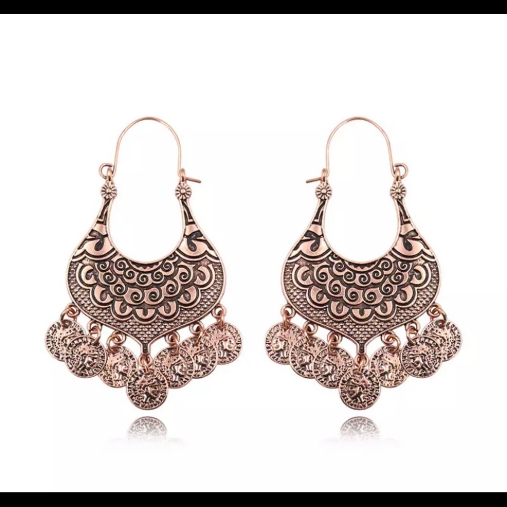 Rose gold BoHo chandelier earrings